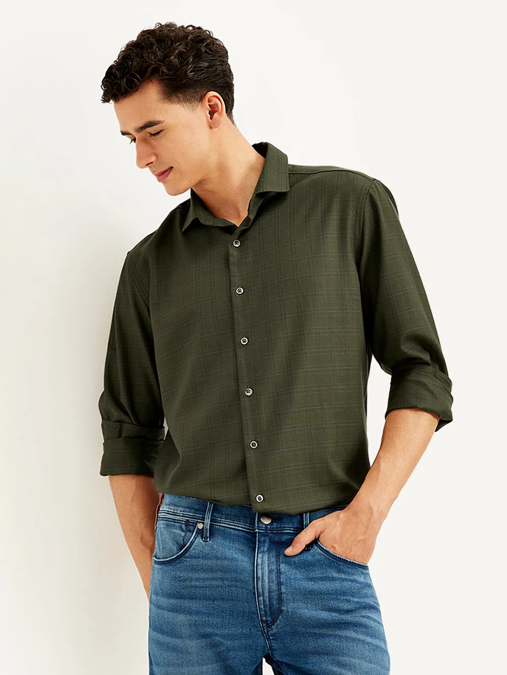 Active Layer Timeless Piece Men's Redloop Checkered Spread Collar Shirt