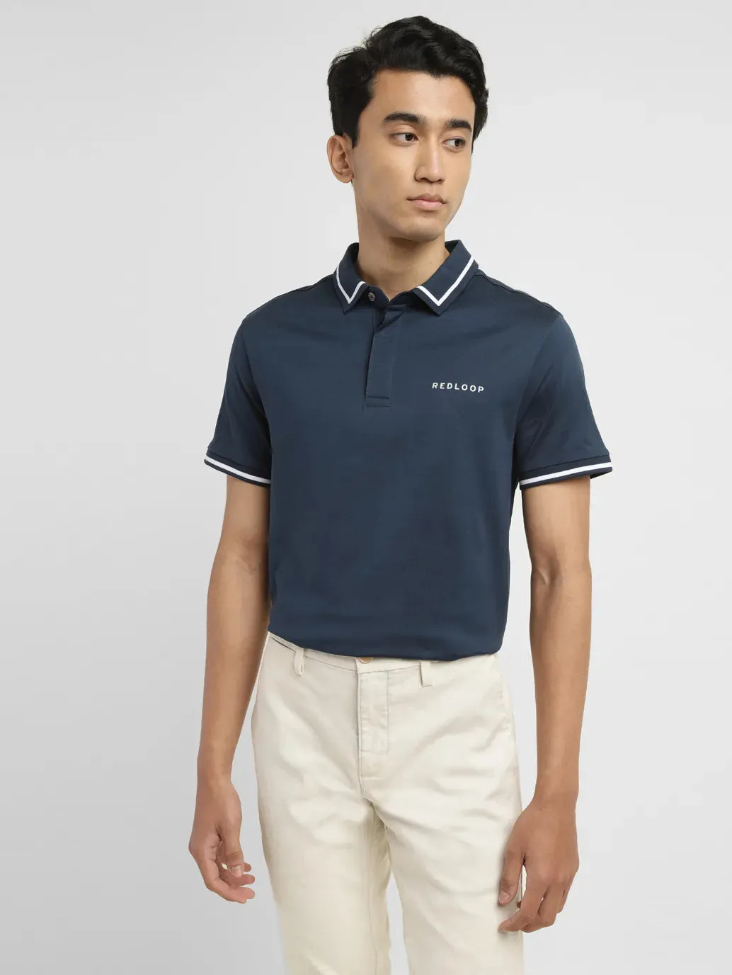 Men's Redloop Solid Slim Fit Polo T-shirt Casual Fit Comfort Apparel