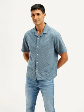 Men's Resort Collar Chevron Relaxed Fit Shirt Smart Appearance Gift Idea