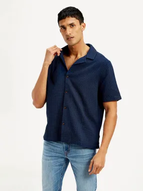 Unisex Design Men's Resort Collar Textured Relaxed Fit Shirt