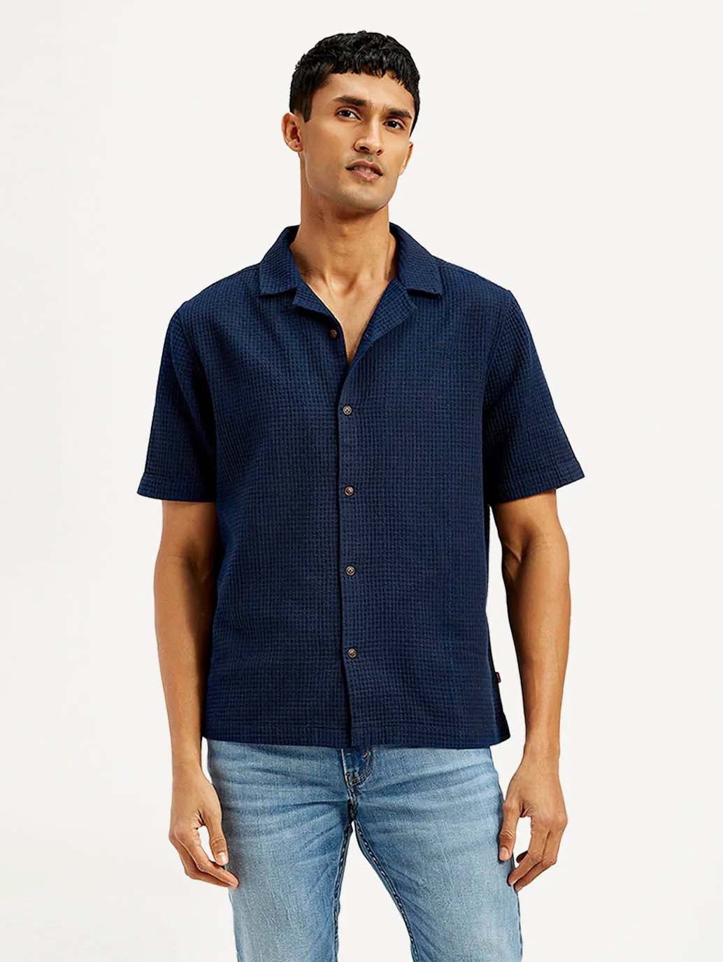 Weekend Vibes Trendy Fit Men's Resort Collar Textured Relaxed Fit Shirt