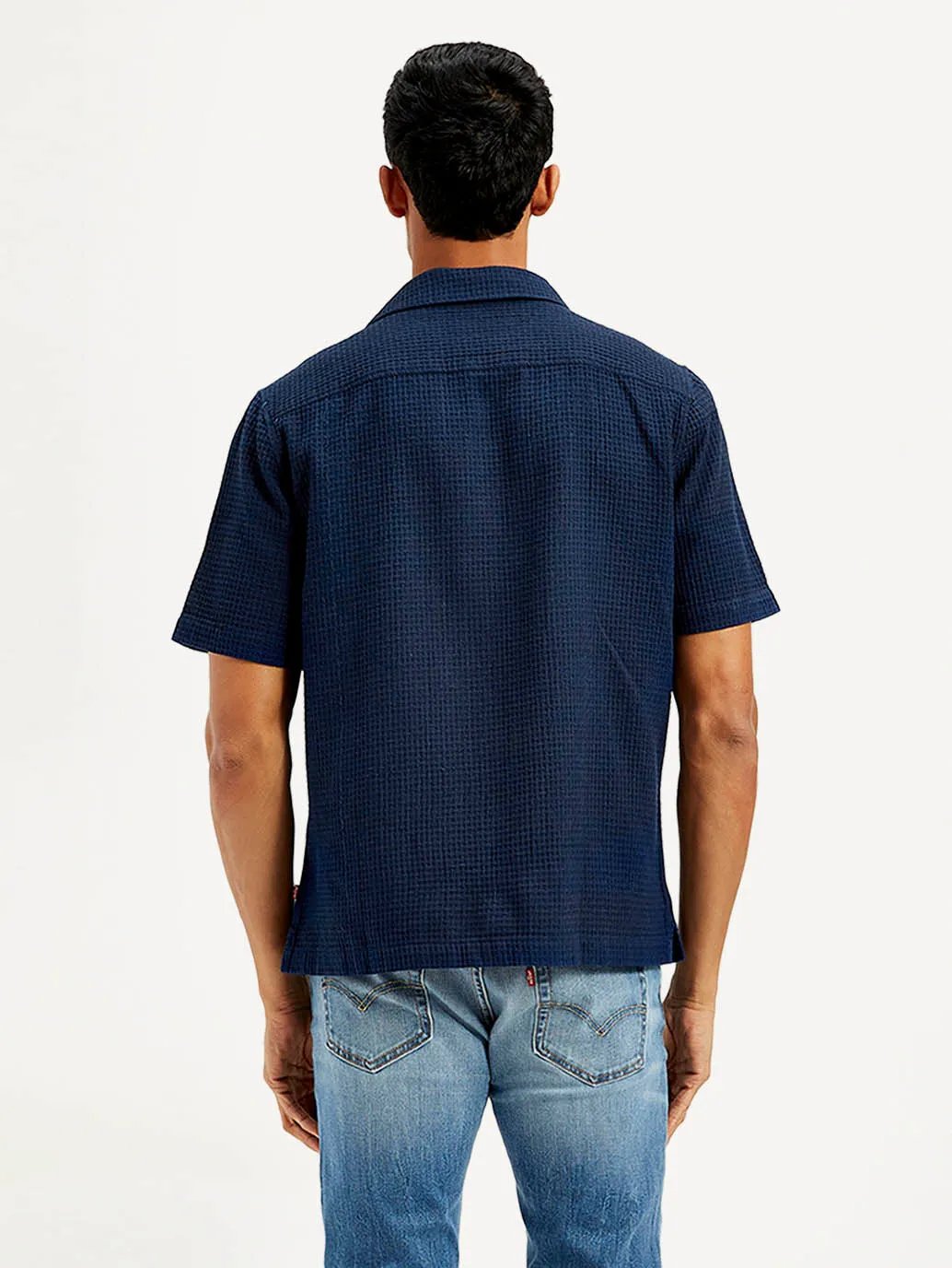 Relaxed Style Gender Neutral Men's Resort Collar Textured Relaxed Fit Shirt