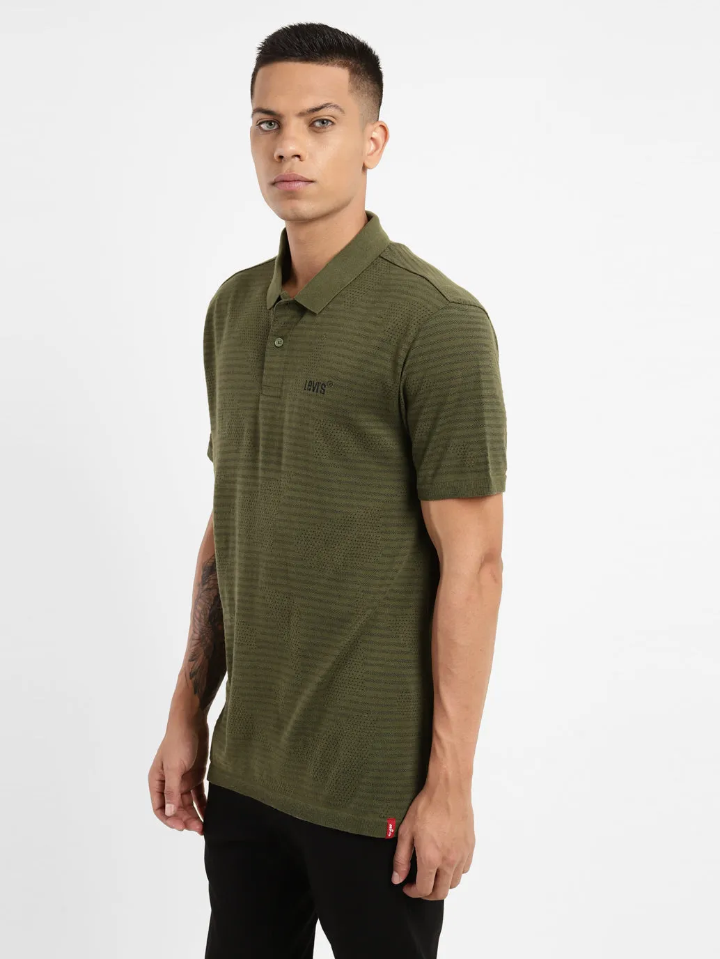 Sleek Style LowMaintenance Fabric Men's Self Design Polo T shirt