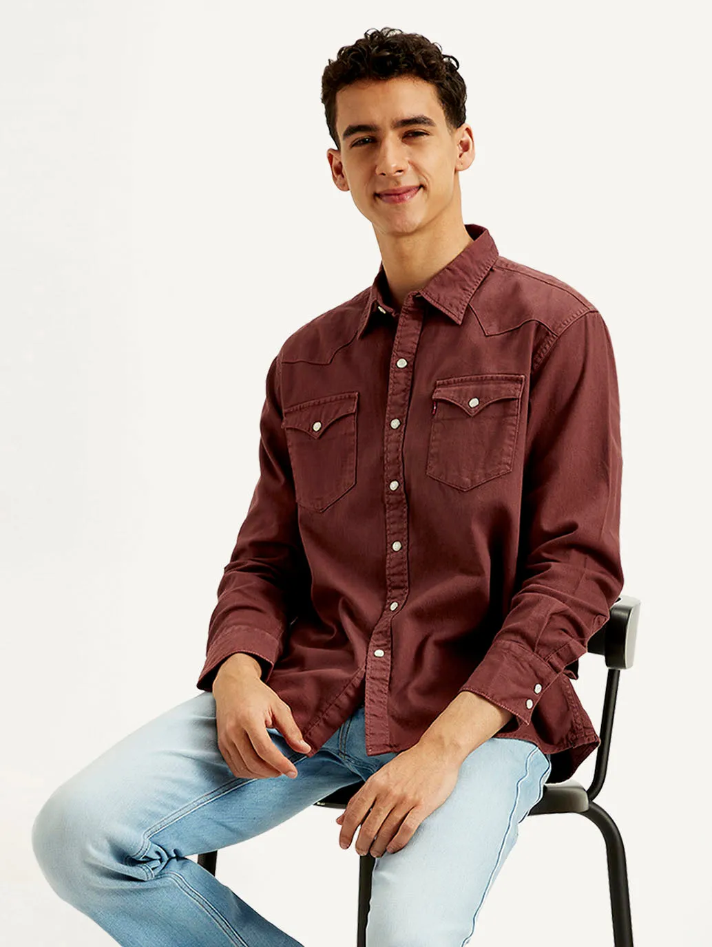 Men's Solid Dyed Slim Fit Shirt Tuckable Hem