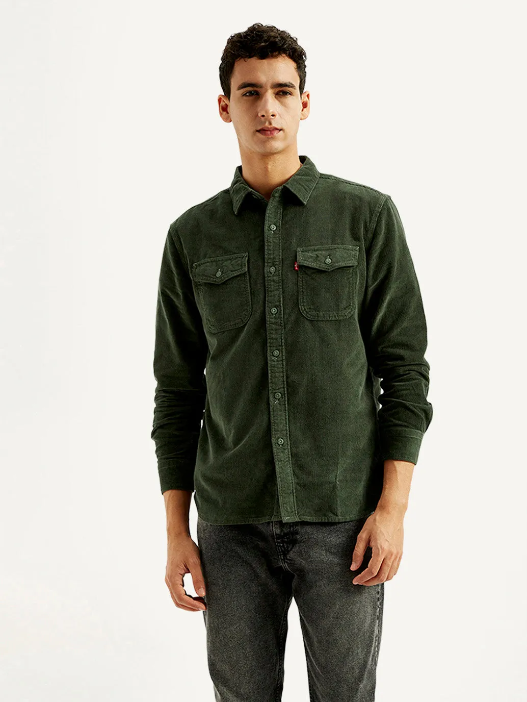 Sporty Comfort Men's Solid Slim Fit Corduroy Shirt