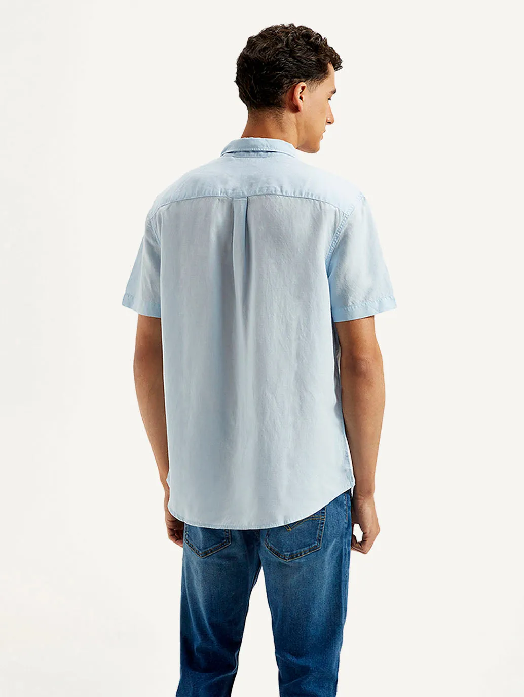 Men's Solid Slim Fit Linen Shirt crew neck Vintage Style