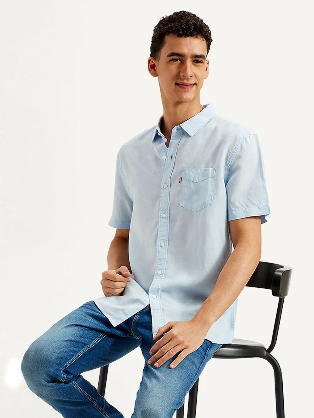 Men's Solid Slim Fit Linen Shirt Laser Cut Edge Detail Polished Look