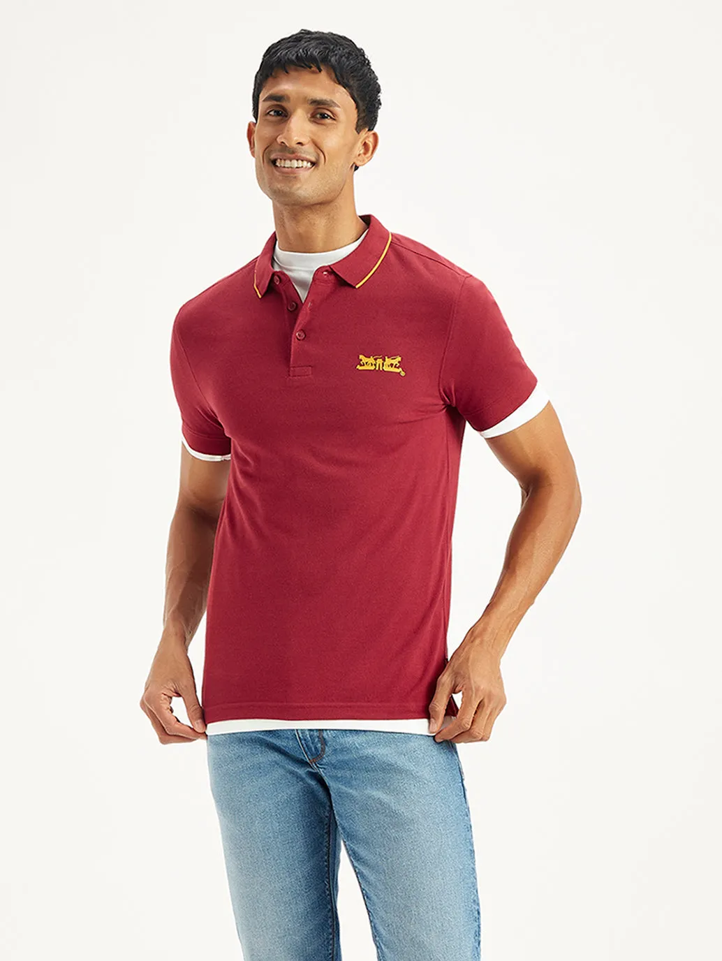 Smooth Flatlock Seams Men's Solid Slim Fit Polo T-Shirt