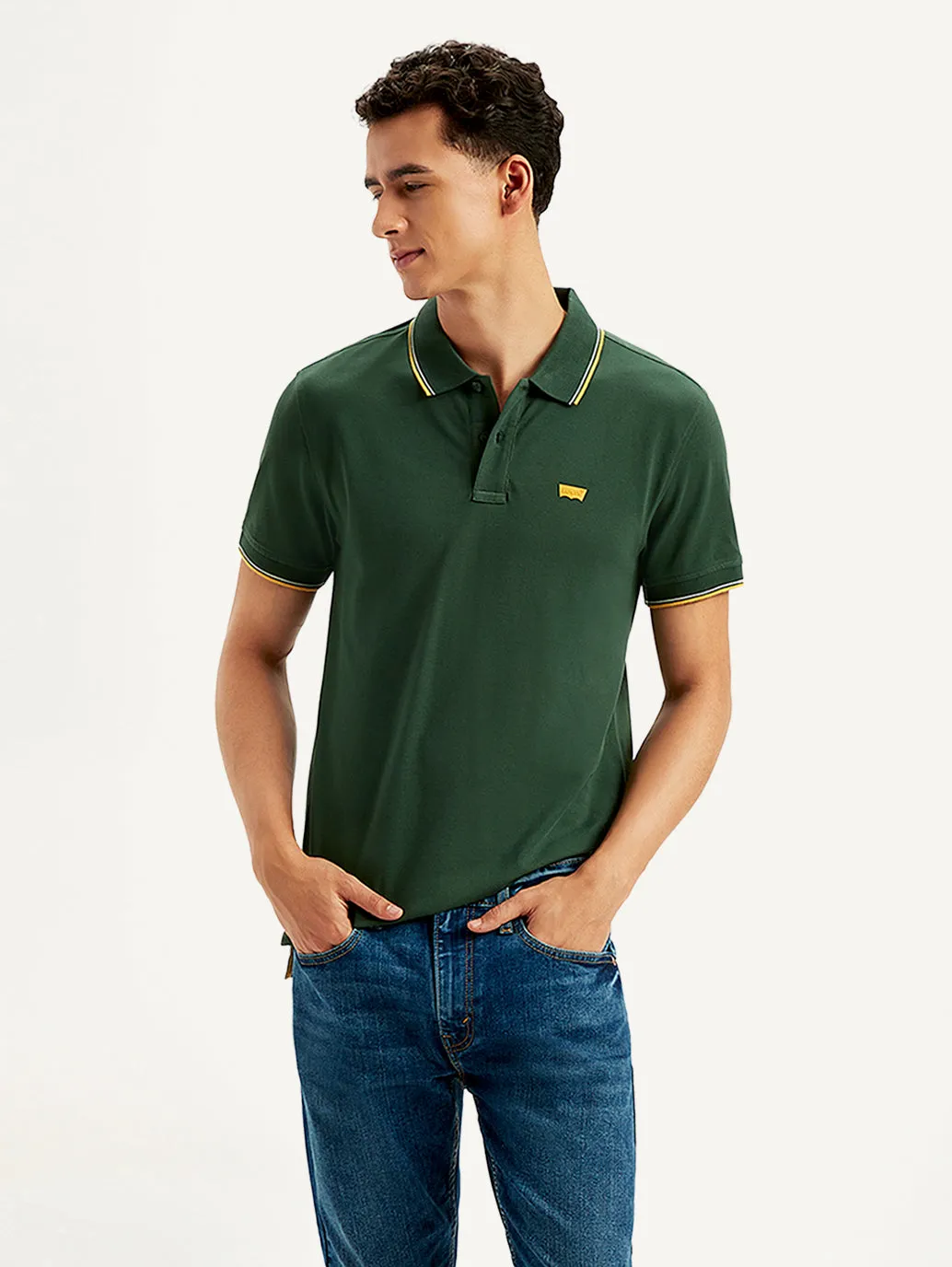 Men's Solid Slim Fit Polo T-Shirt Timeless Layer Polo Collar