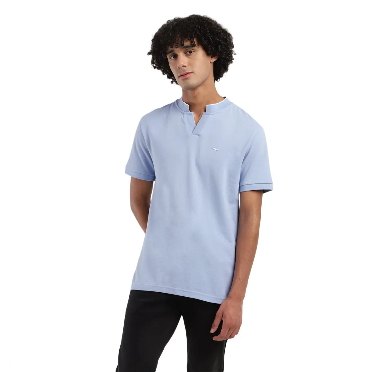 Men's Solid Slim Fit Polo T-Shirt DoubleLayered Fabric Sporty Chic