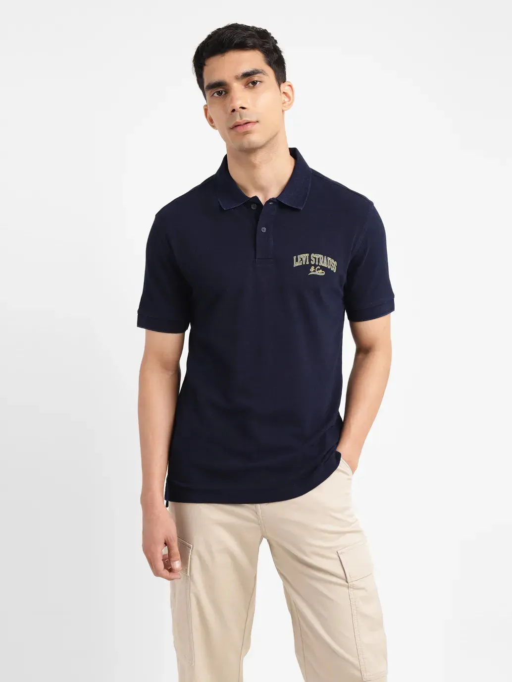 Simple Top Casual Attire Men's Solid Slim Fit Polo T-shirt