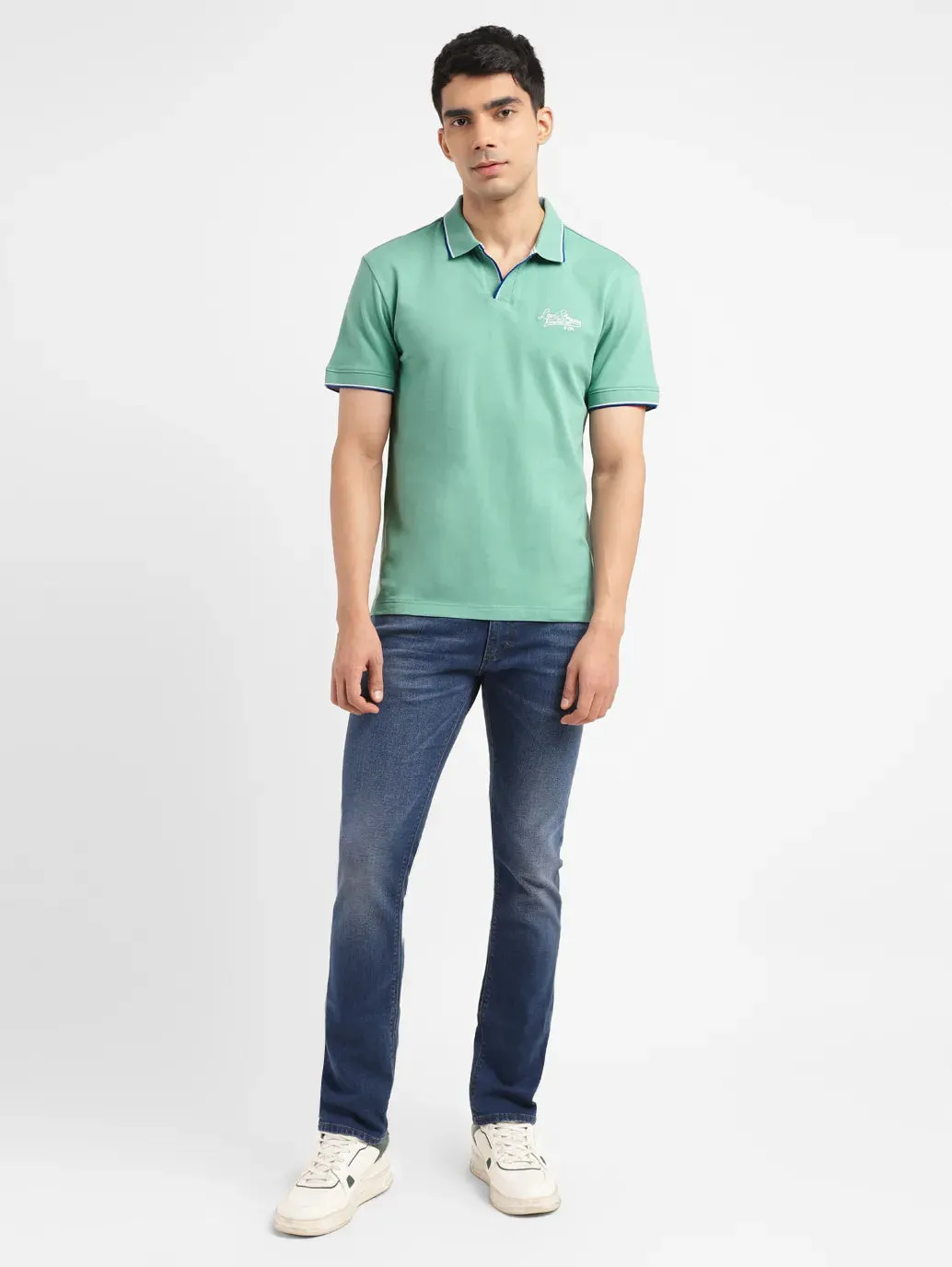 Thermoregulating Lining Men's Solid Slim Fit Polo T-shirt