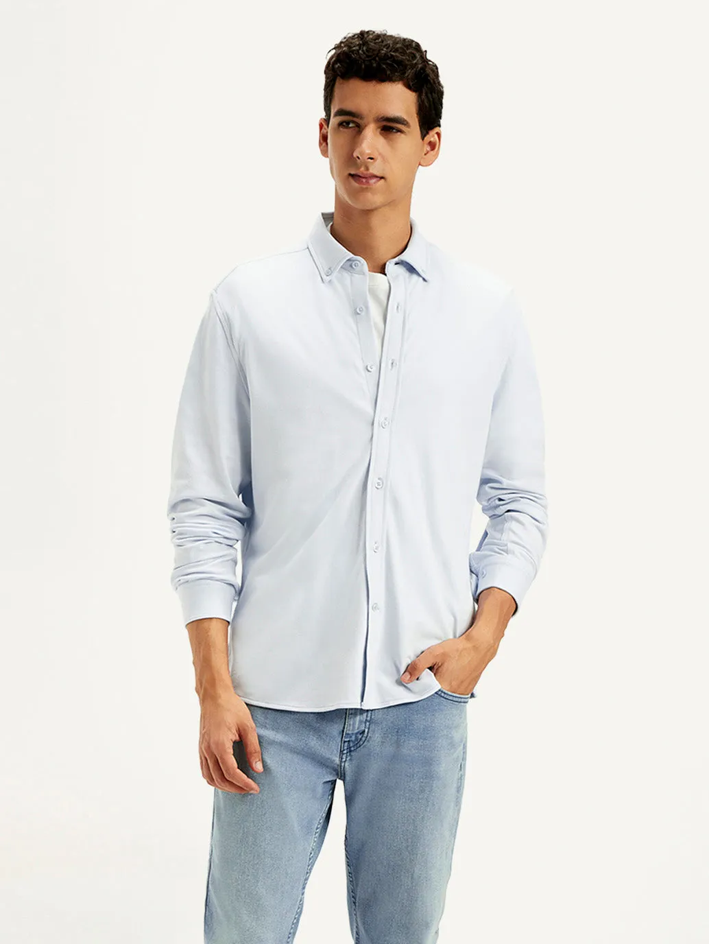 Men's Solid Slim Fit Shirt Layering Essential