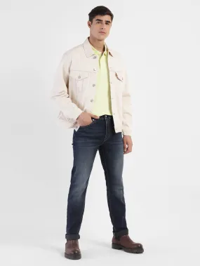 Men's Solid Spread Collar Denim Jacket Easy Wear
