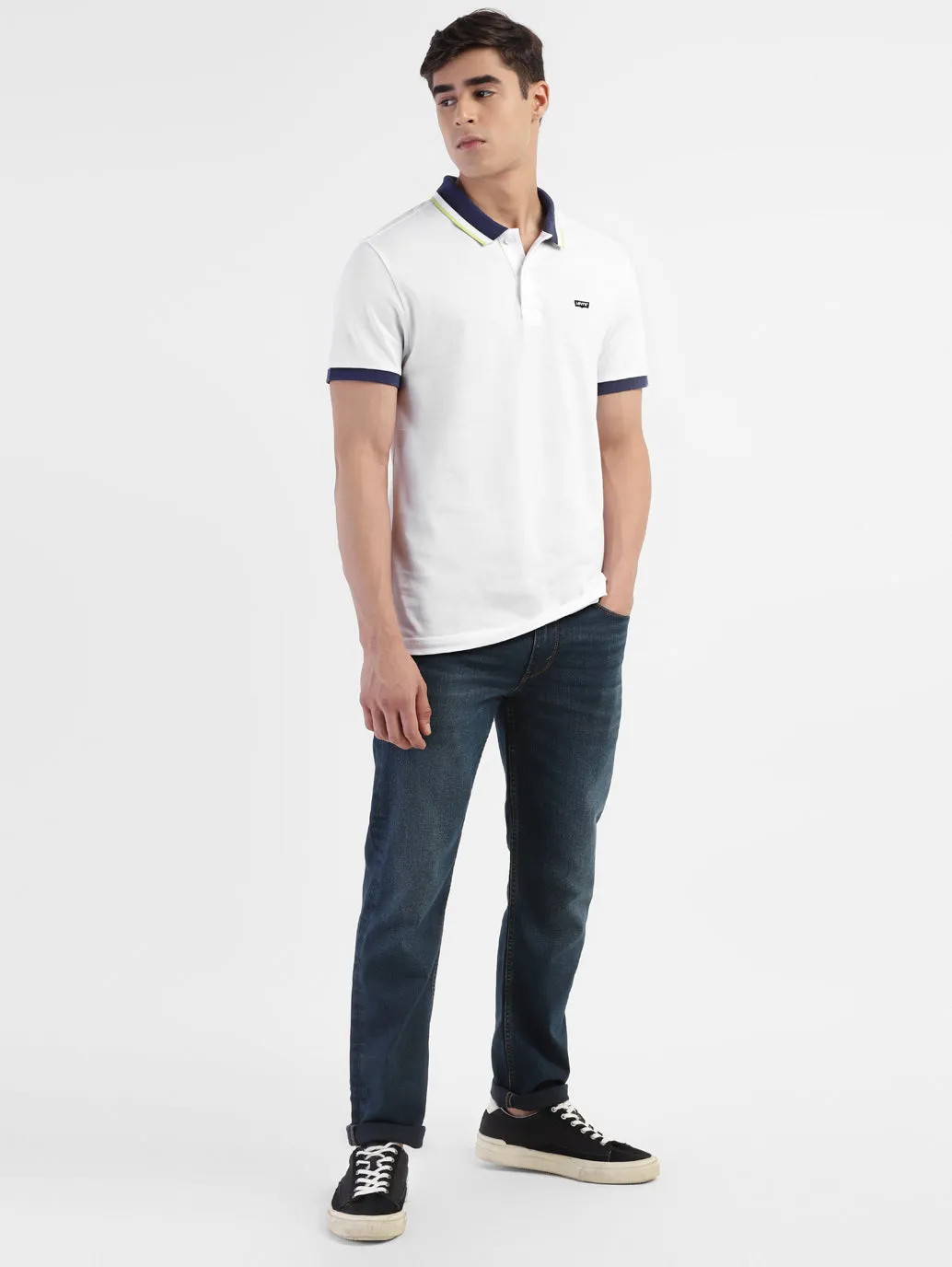 Men's Solid White Polo T-shirt Cozy Layer