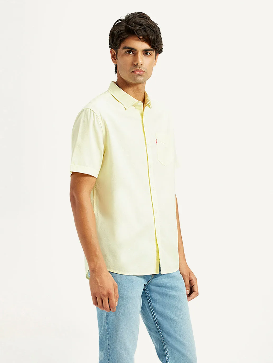 Urban Comfort Vibrant color Men's Solid Yellow Spread Collar Shirt