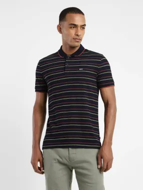 Lightweight Knit Material Versatile Shirt Men's Striped Polo T-shirt