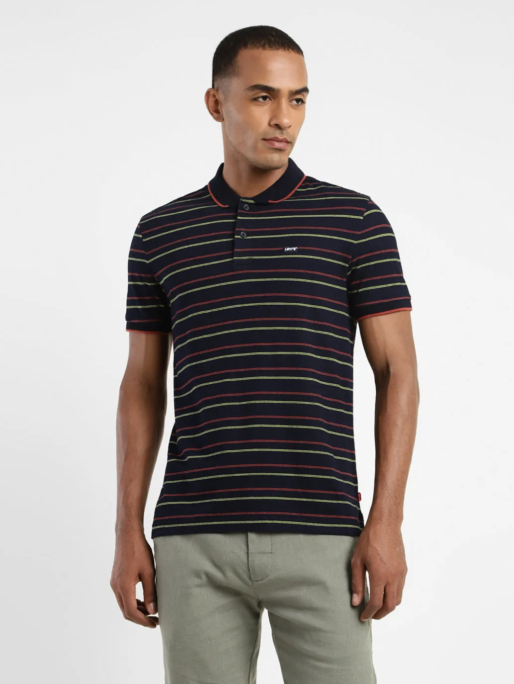 Breathable Stretch YarnDyed Construction Men's Striped Polo T-shirt