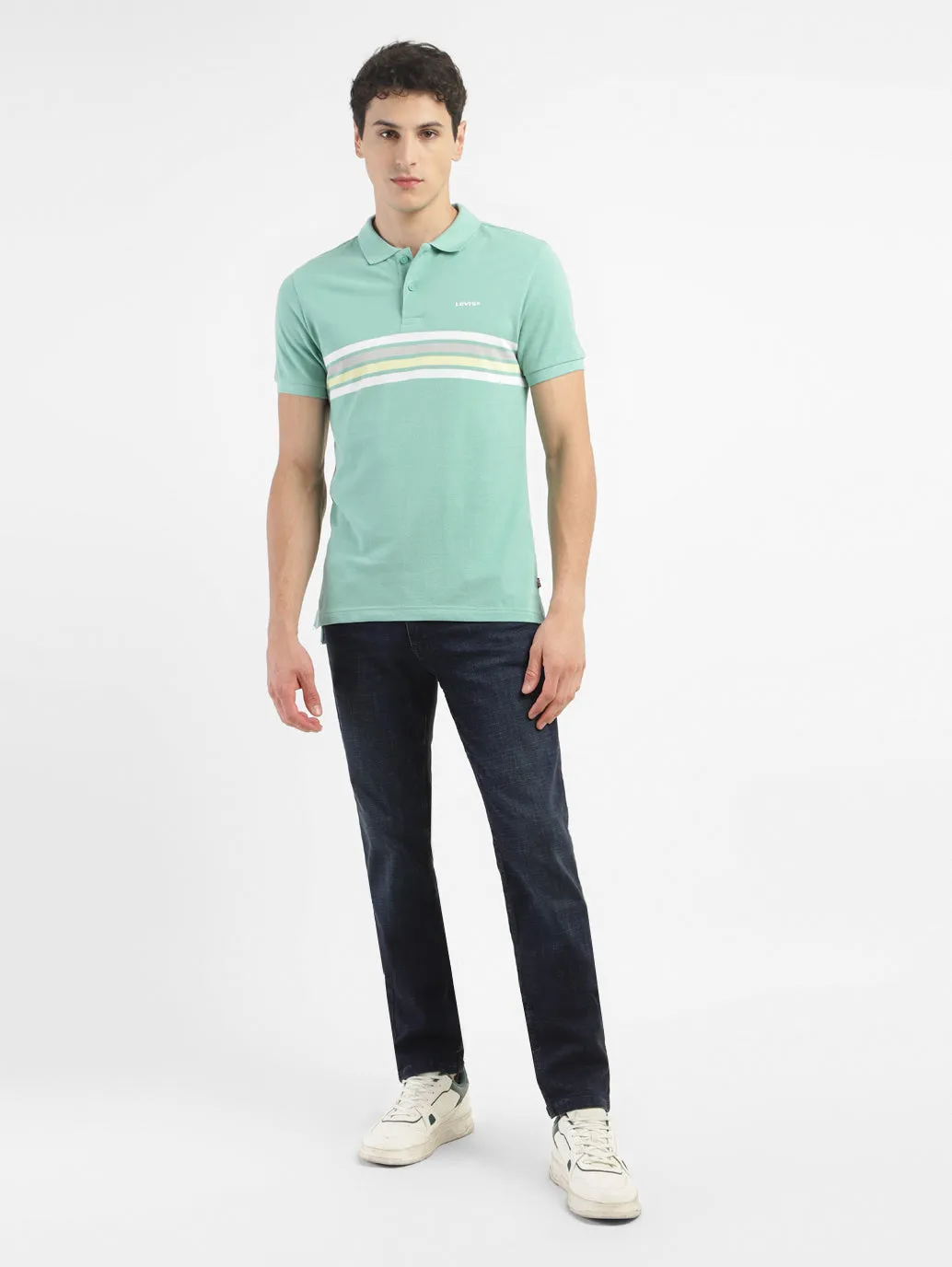 Men's Striped Polo T-shirt Modern Casual Cotton Blend