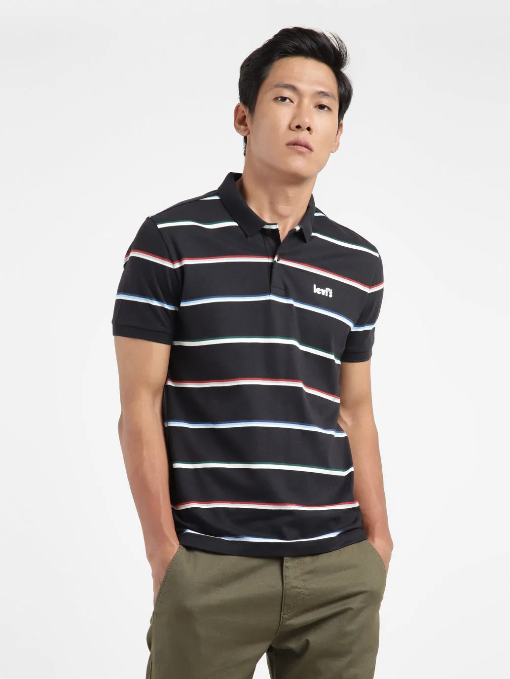 Men's Striped Polo T-shirt Stylish Wear Breathable wear