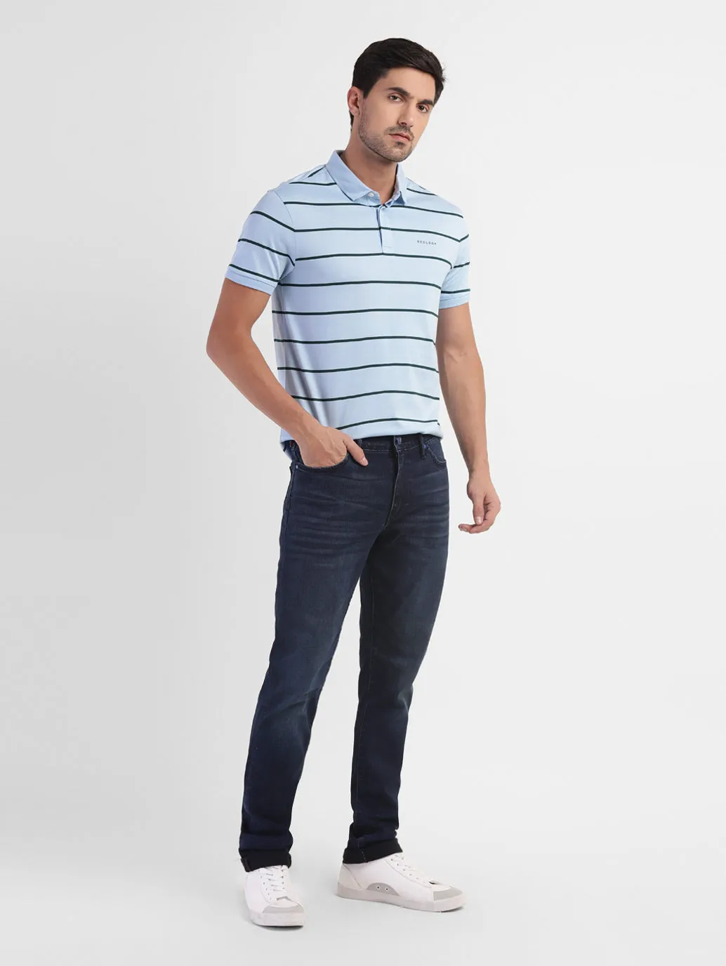Men's Striped Polo T-shirt Sleek Style