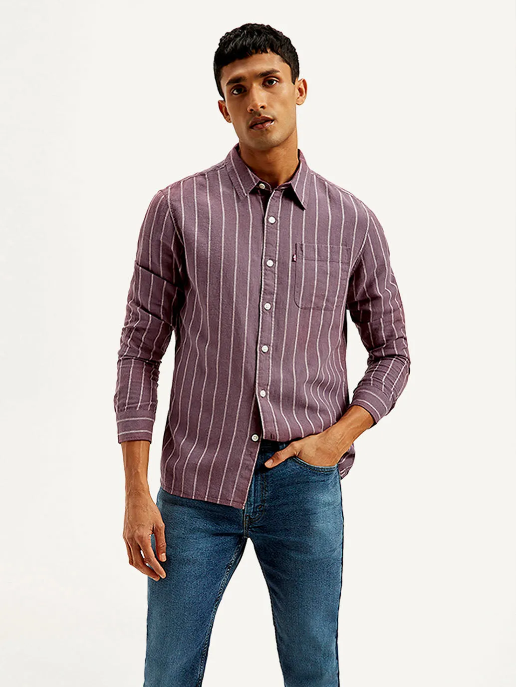 Men's Striped Slim Fit Linen Shirt Designer Touch Odor control