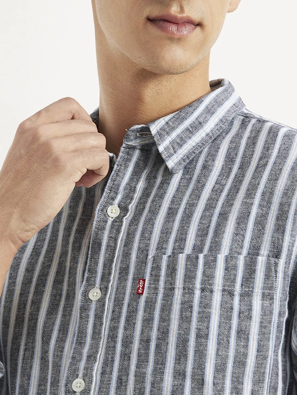 Men's Striped Slim Fit Linen Shirt Work-to-Weekend Timeless Classic