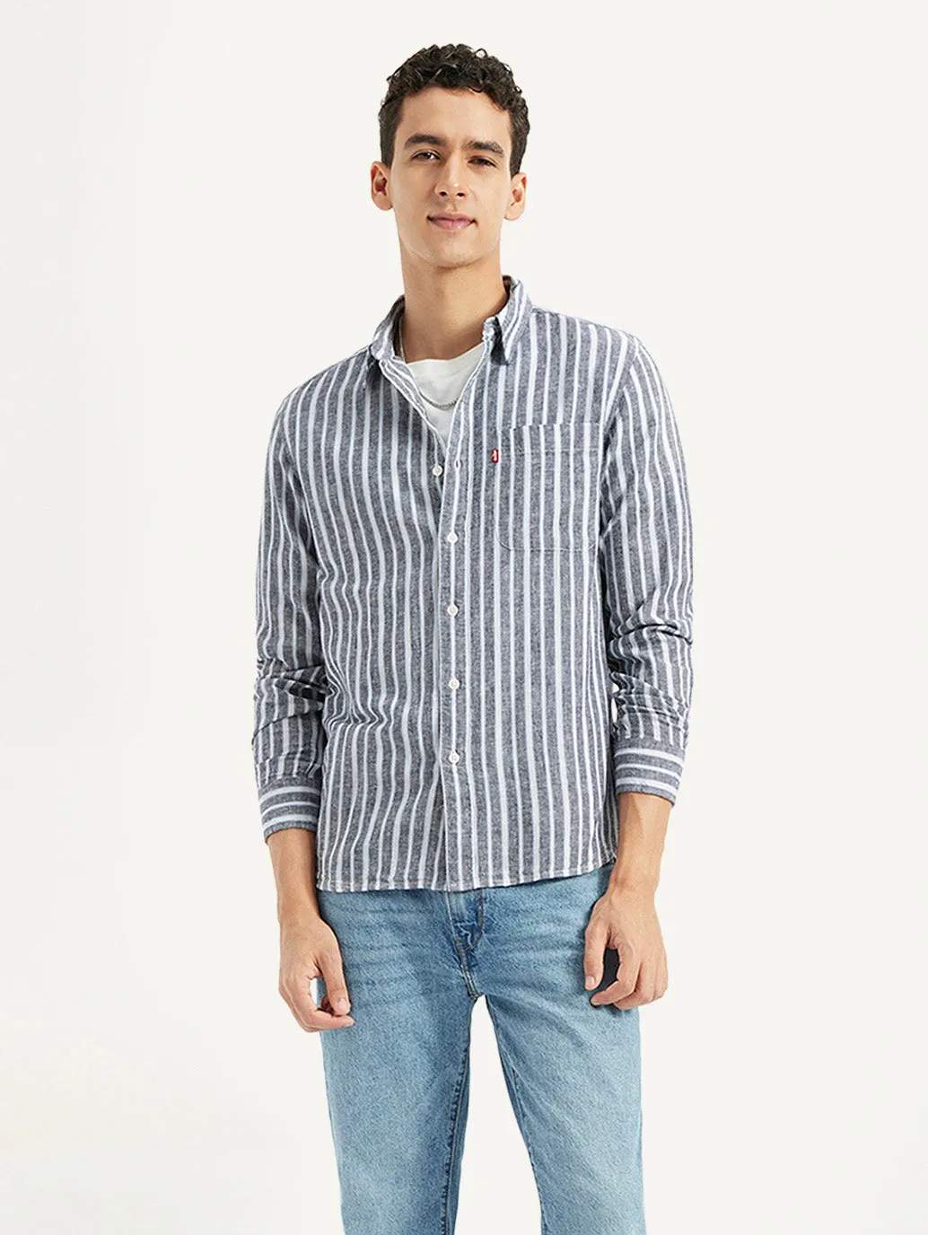 Men's Striped Slim Fit Linen Shirt Smart Casual Premium Fabric