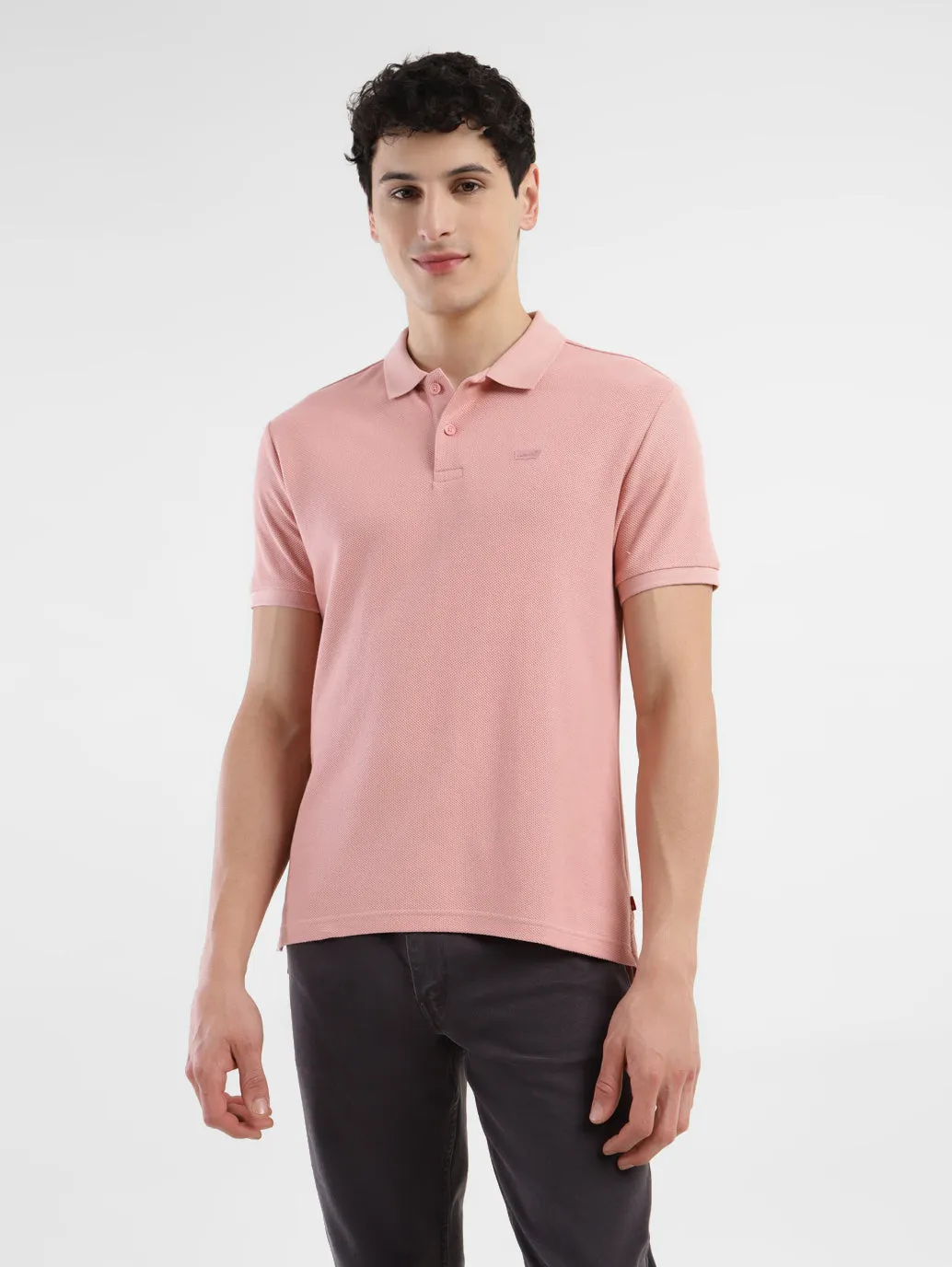 Relaxed Top AntiStatic Fabric Treatment Men's Textured Slim Fit Polo T-Shirt