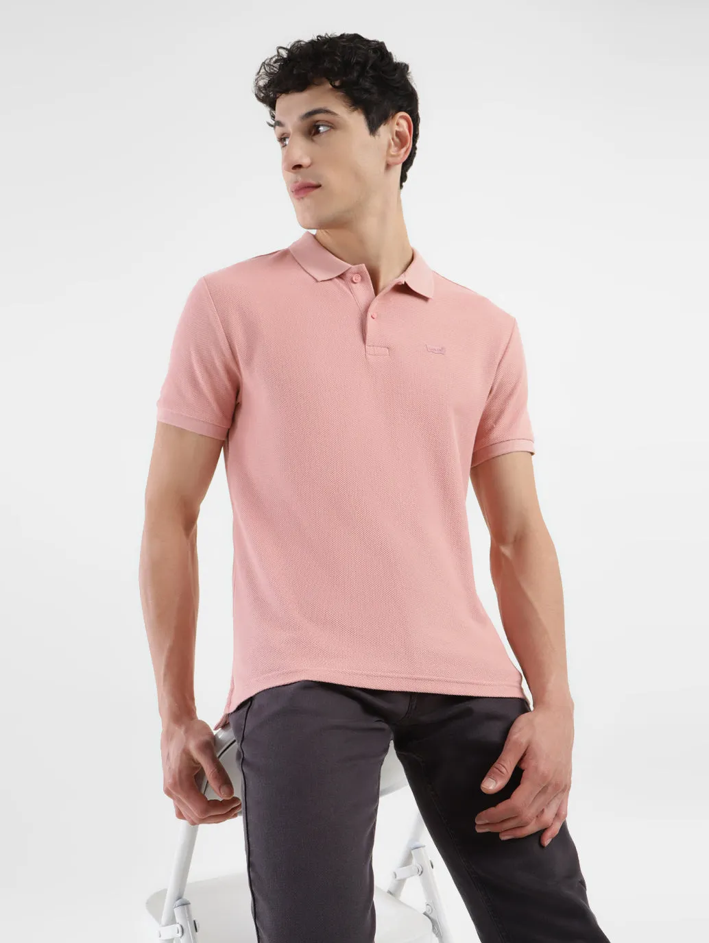 Non Restrictive Cuff Spring Collection Men's Textured Slim Fit Polo T-Shirt