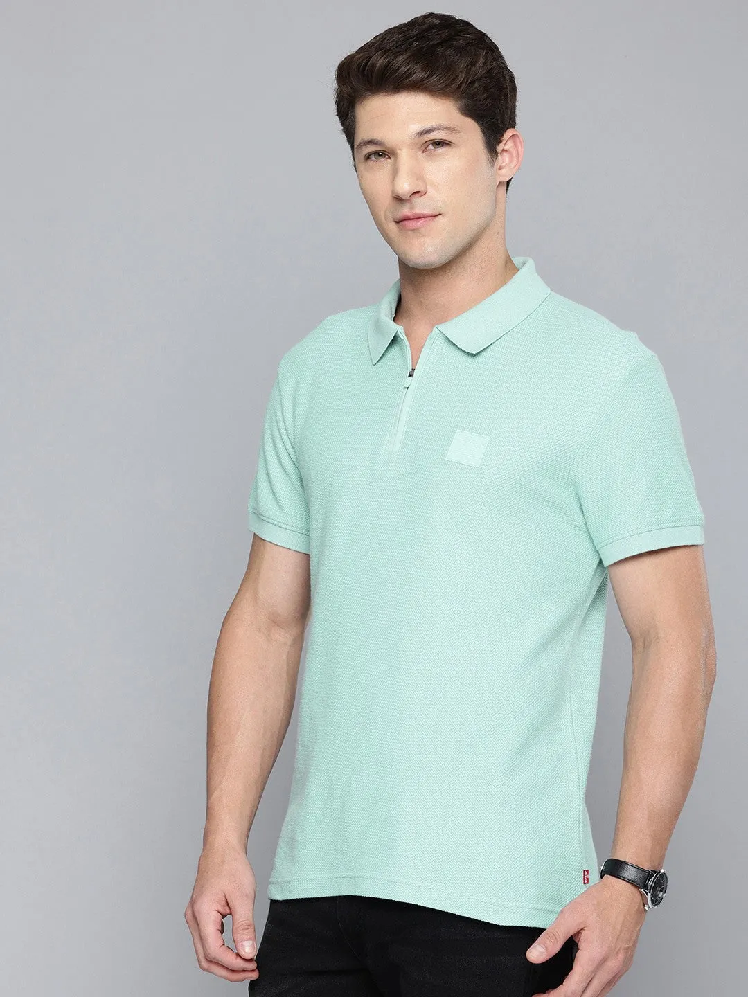 Stretch Fit Men's Textured Slim Fit Polo T-Shirt