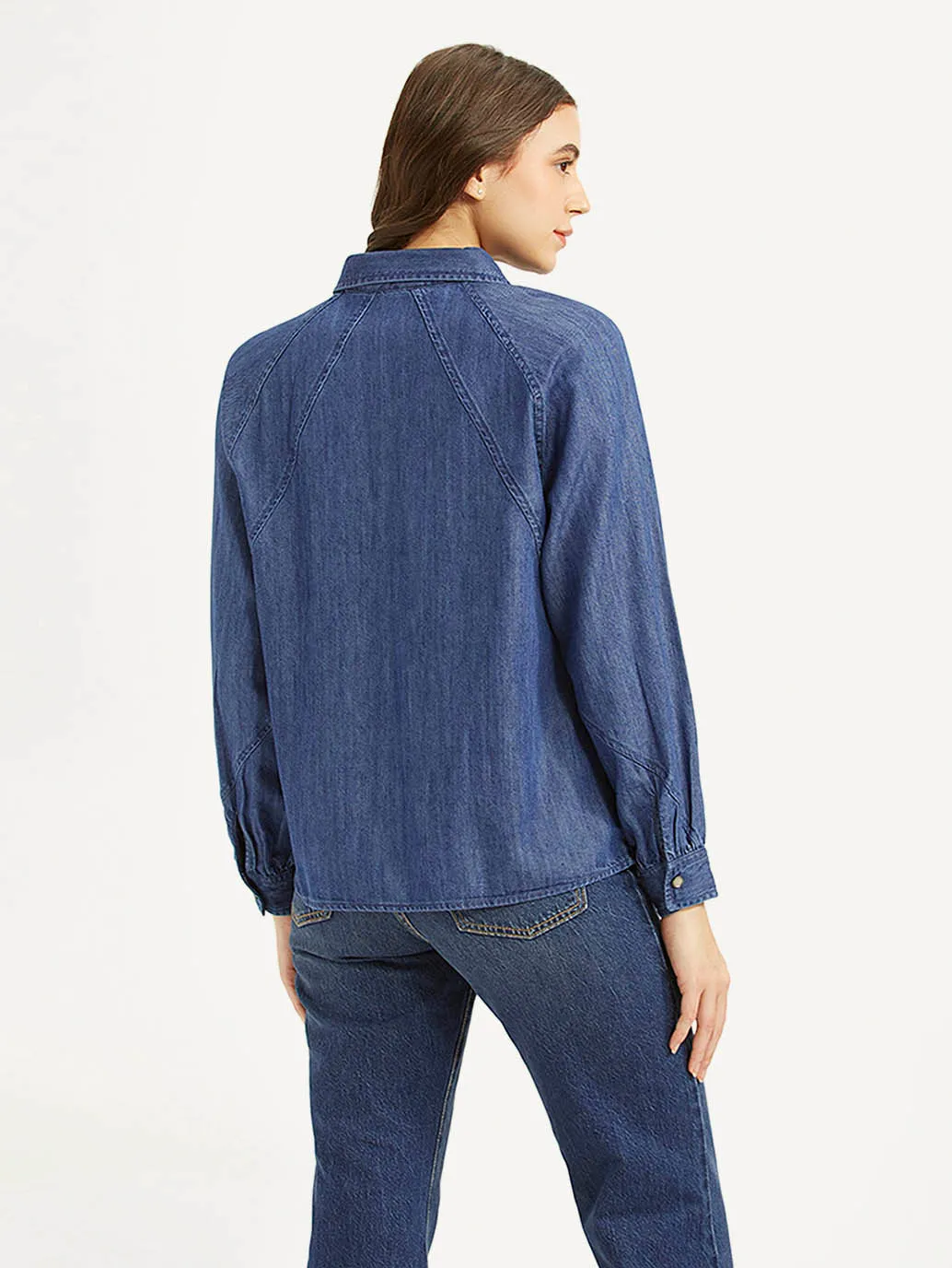 Breathable Layer Women's Solid Spread Collar Shirt