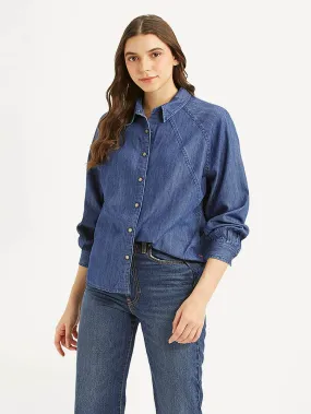 Long Sleeve Spring Collection Women's Solid Spread Collar Shirt