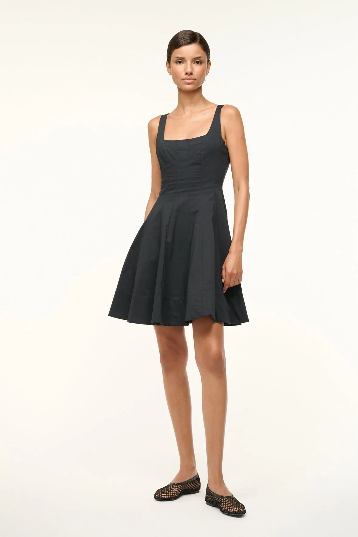 Textured Look Special-Occasion MINI WELLS DRESS | BLACK