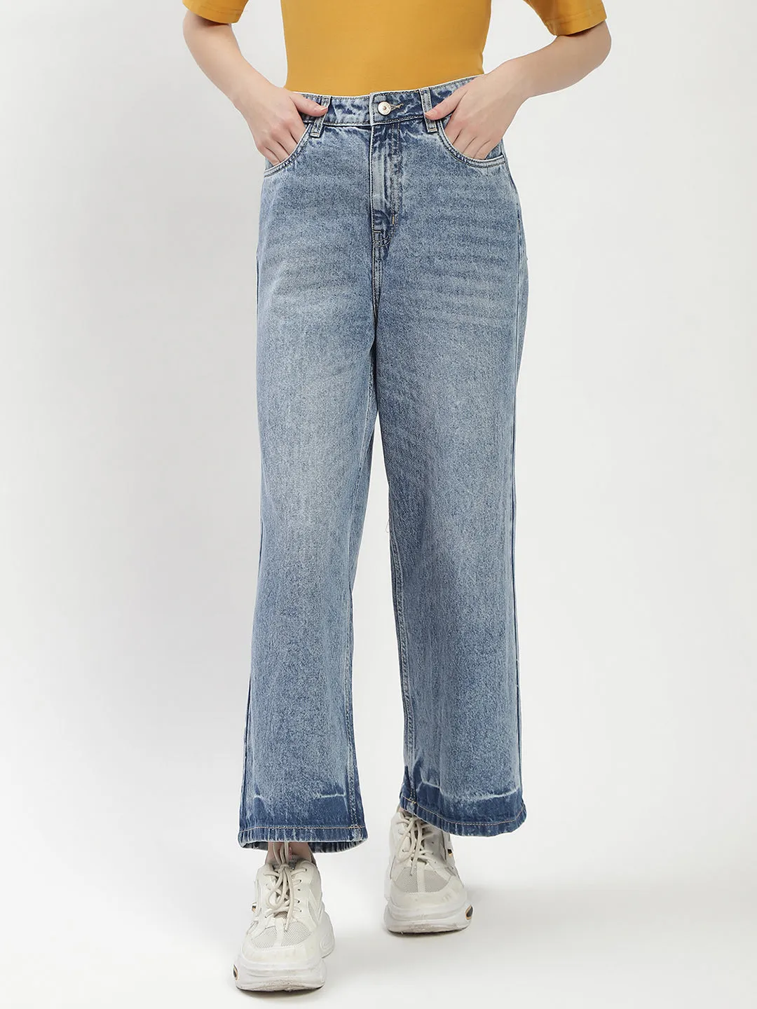 Madame Blue Wide-Leg Cropped Jeans Style Layer Everyday Motion