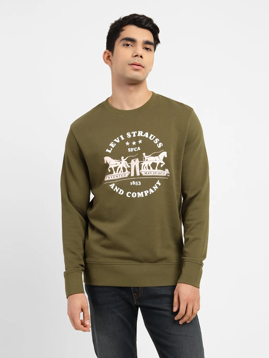 Men's Graphic Print Crew Neck Sweatshirt product photography