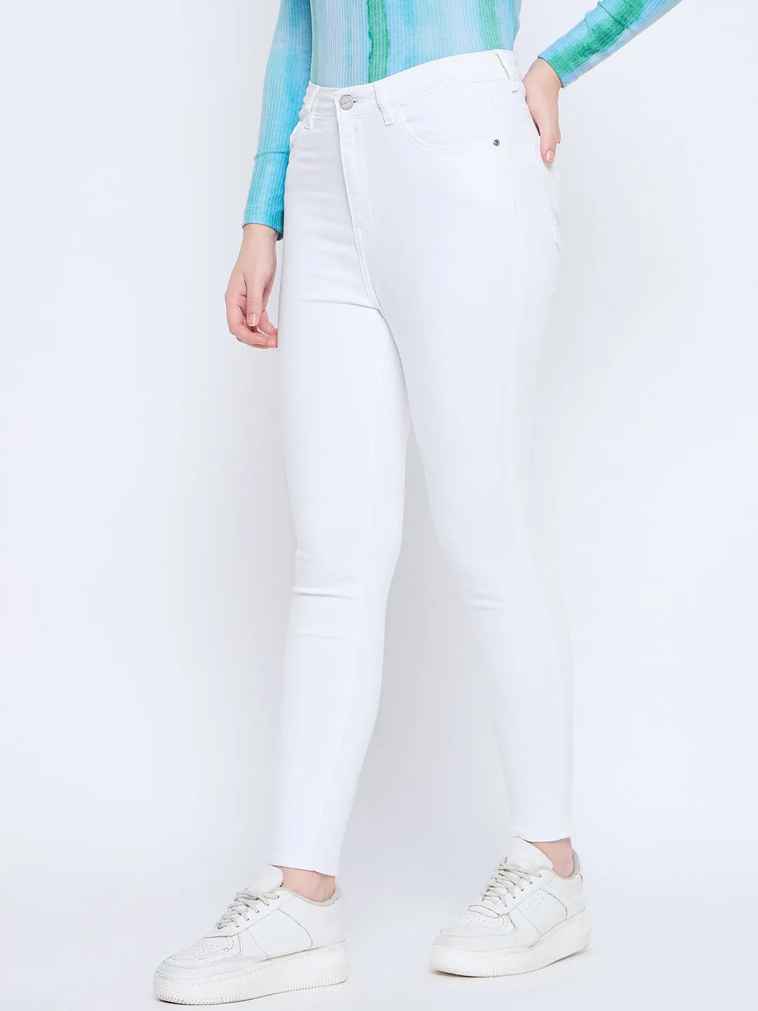 Madame Skinny Fit Cotton Blend White Denim Trend Design Teen Outfit Outdoor Adventure Sunny Vibes