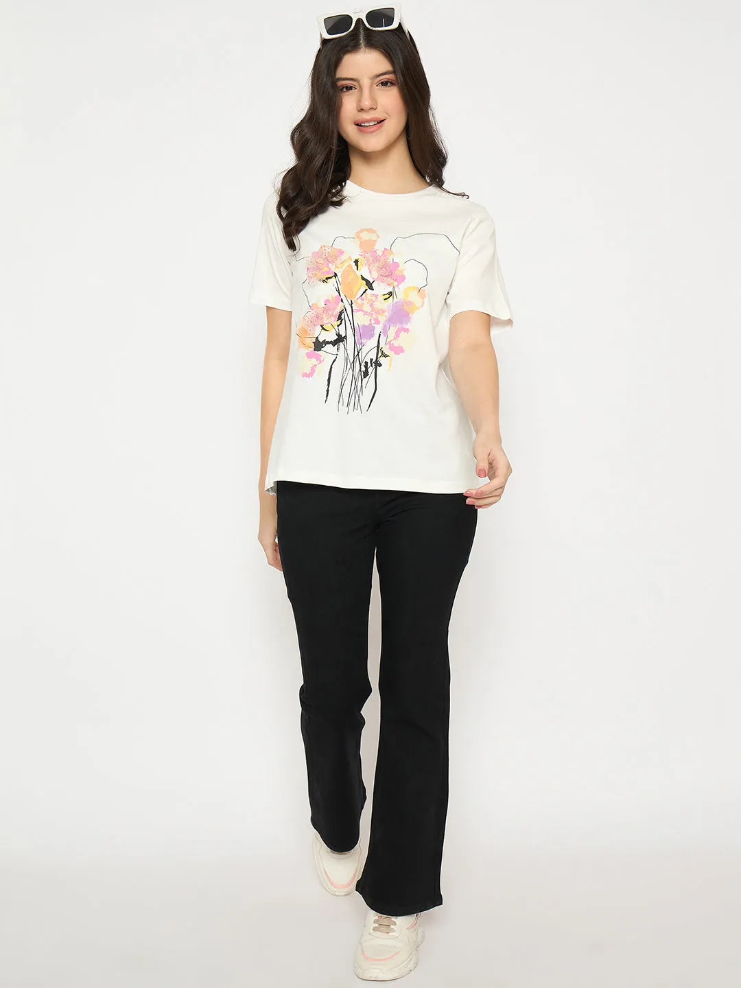 Madame Flared Fit Black Denim Jeans Stylish Vibrant Weekend Style Rainy Day