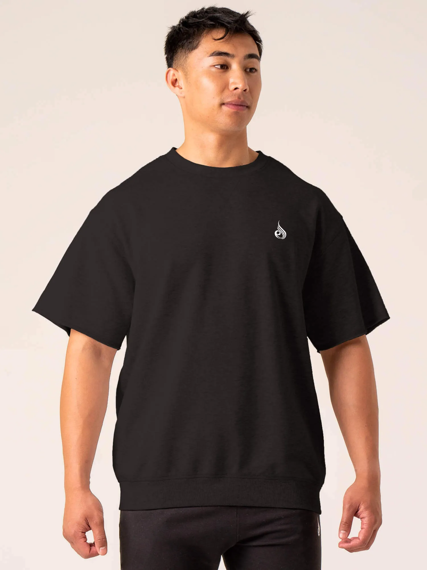 Unique Design Trendy Comfort Fit Emerge Fleece T-Shirt - Faded Black