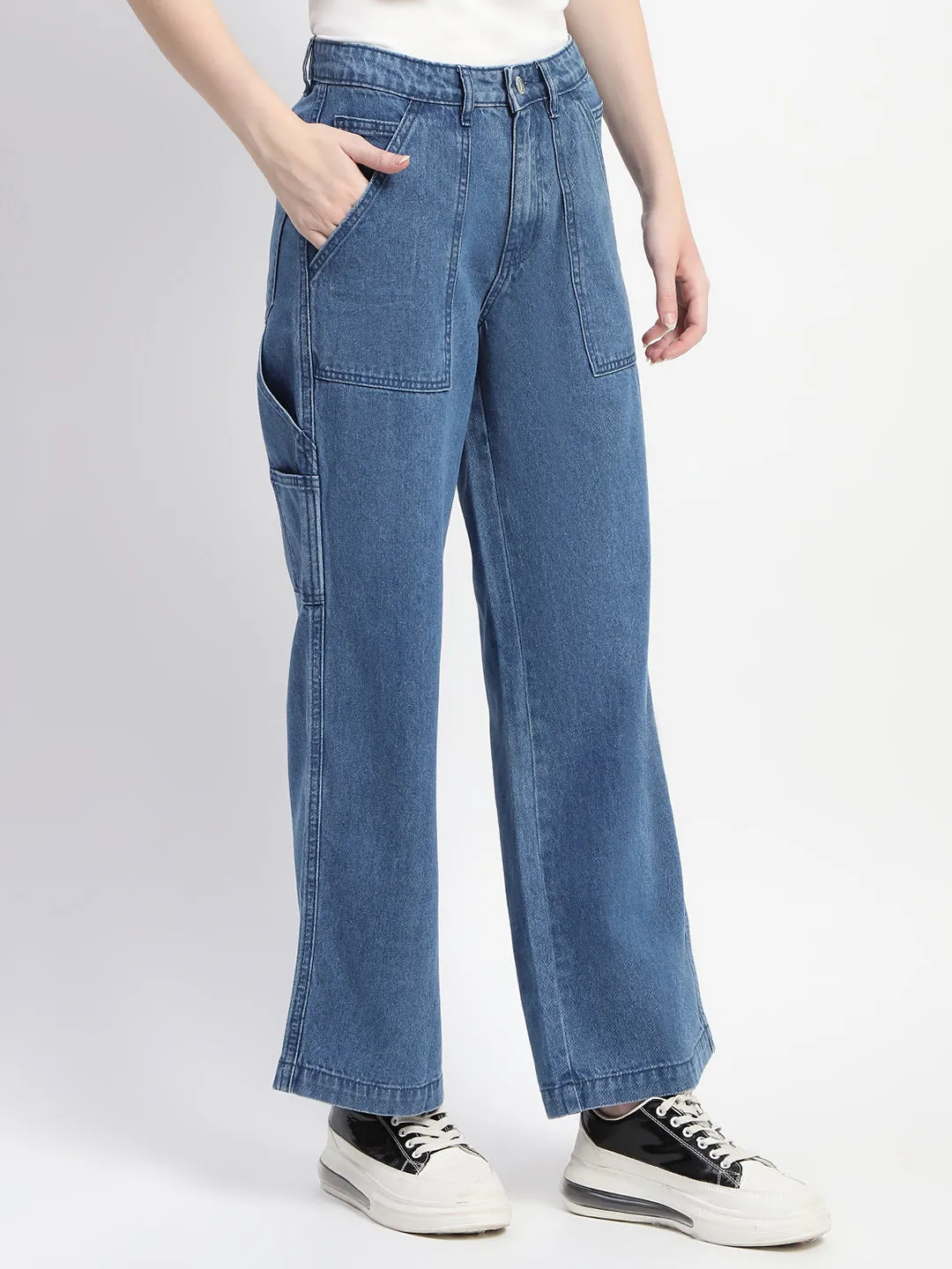 Madame Slant Pocket Flared Mid Blue Denim Timeless Piece