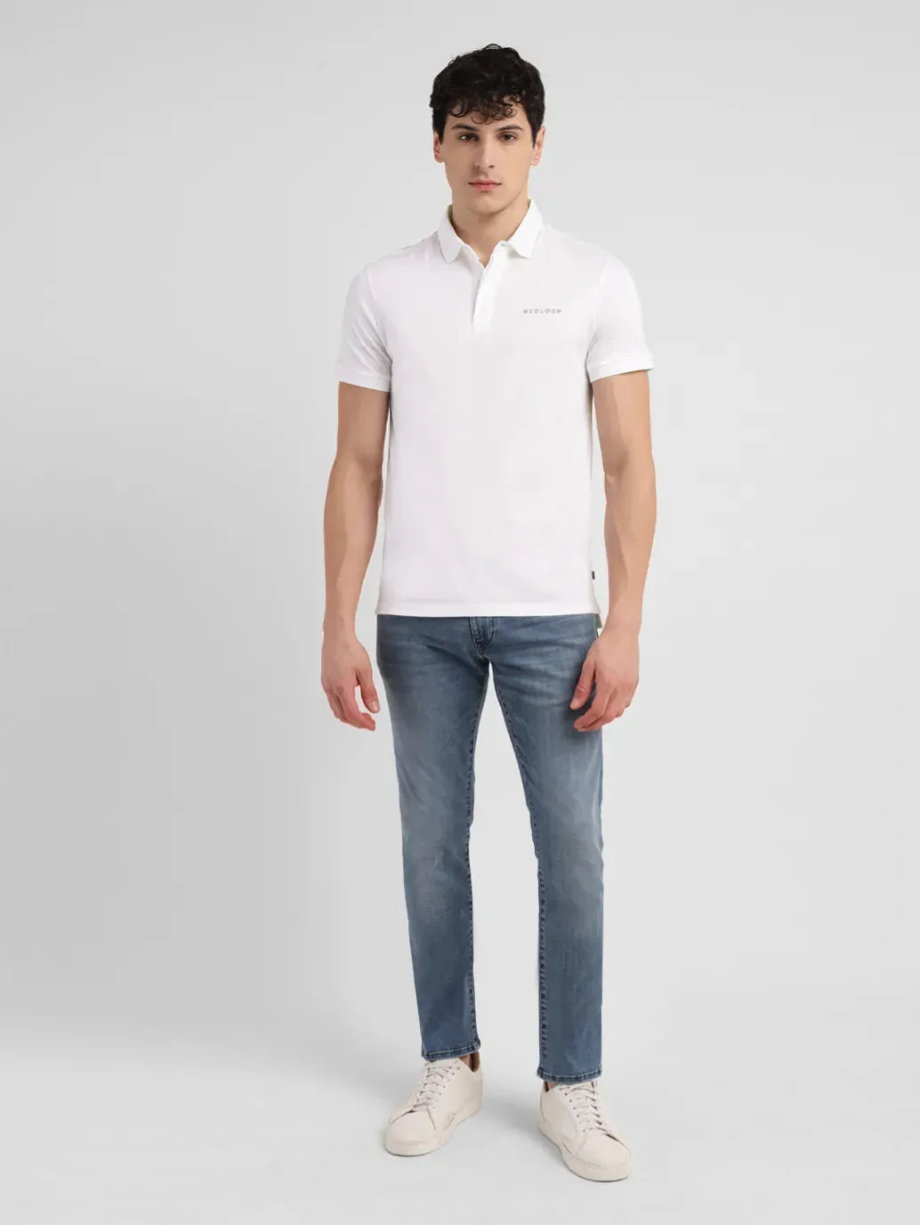 Men's Redloop Solid Slim Fit Polo T-shirt Soft Jersey Fabric Cool Fit