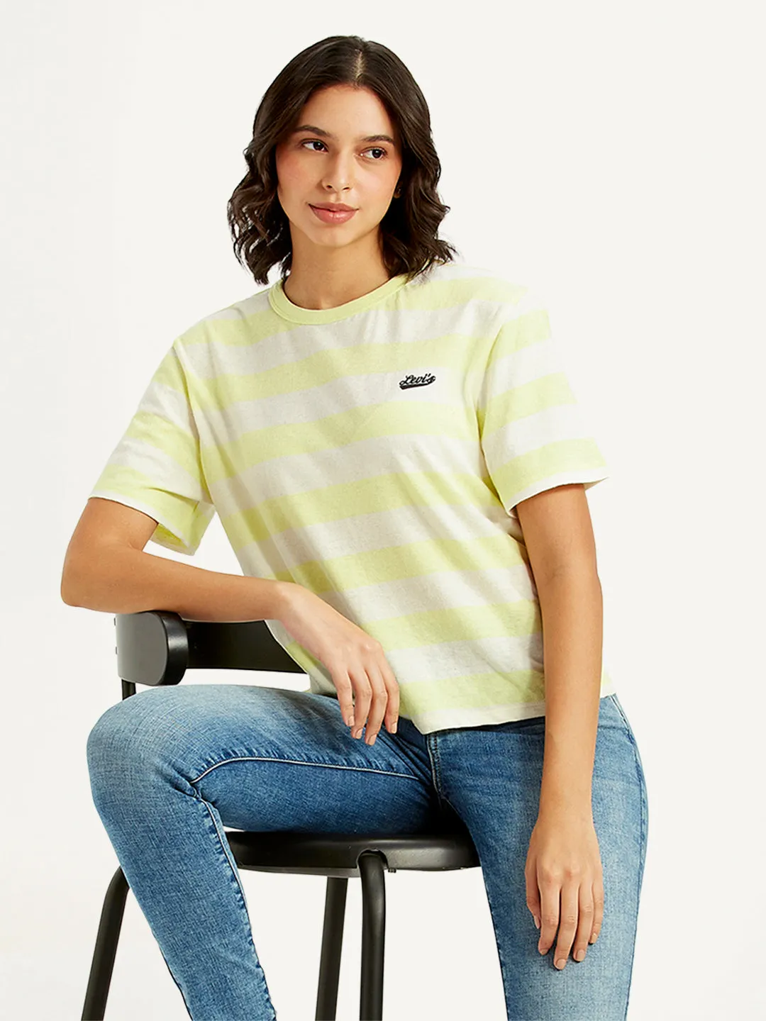 Women's Striped Relaxed Fit T-Shirt Seasonal Wear Durable Collar Construction