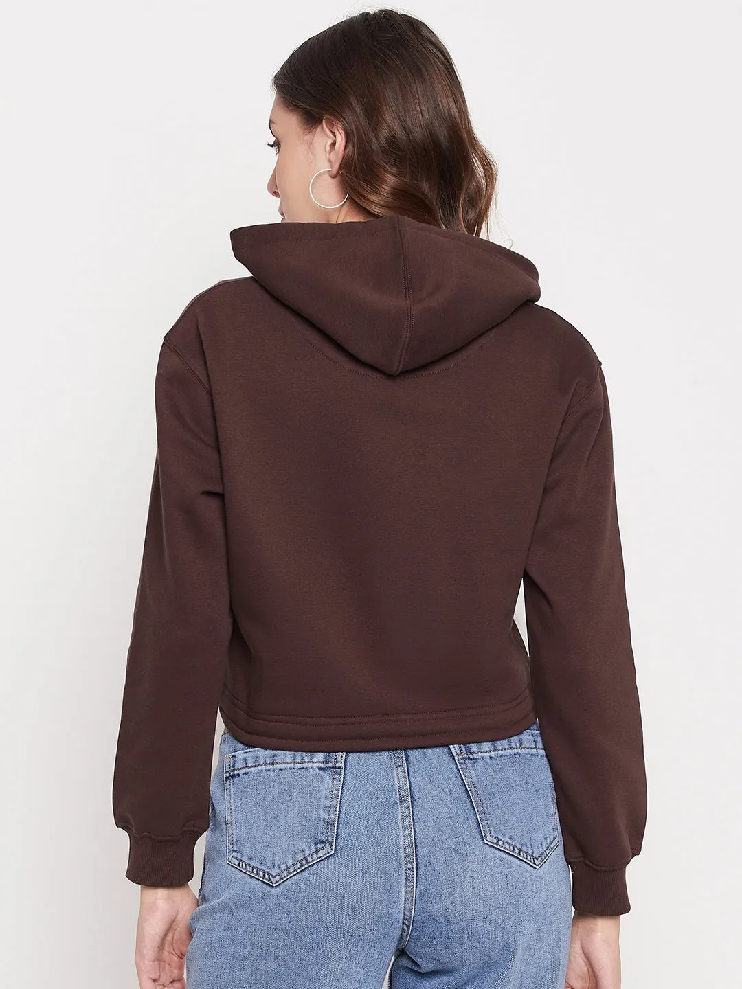 performance test Lounge Style Madame Printed Coffee Brown Crop Sweatshirt