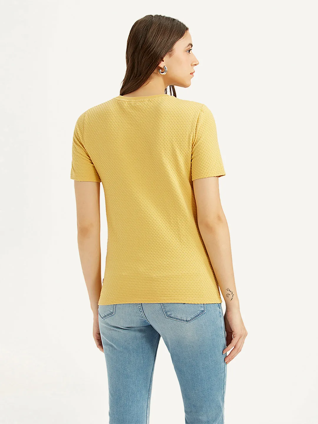 Casual Wearable Women's Textured Slim Fit T-Shirt