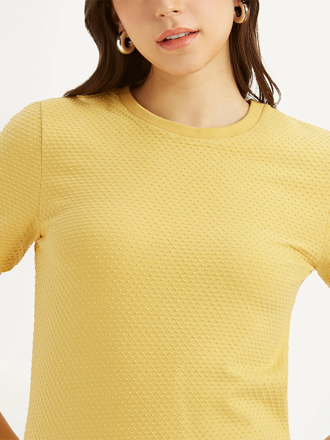 Trendy Fabric Women's Textured Slim Fit T-Shirt