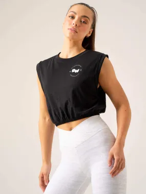 Momentum Tank - Black Contrast Topstitching Detail Tagless Design