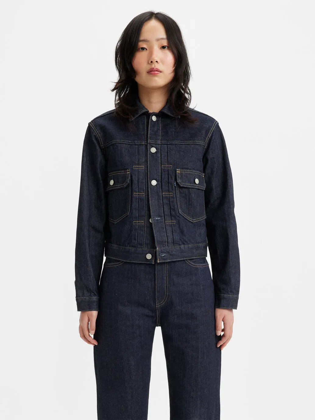 Women's Solid Spread Collar Denim Jacket Cozy Fit