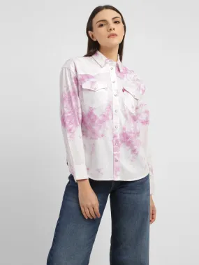 Women's Tie -Dye Spread Collar Shirt Distressed finish