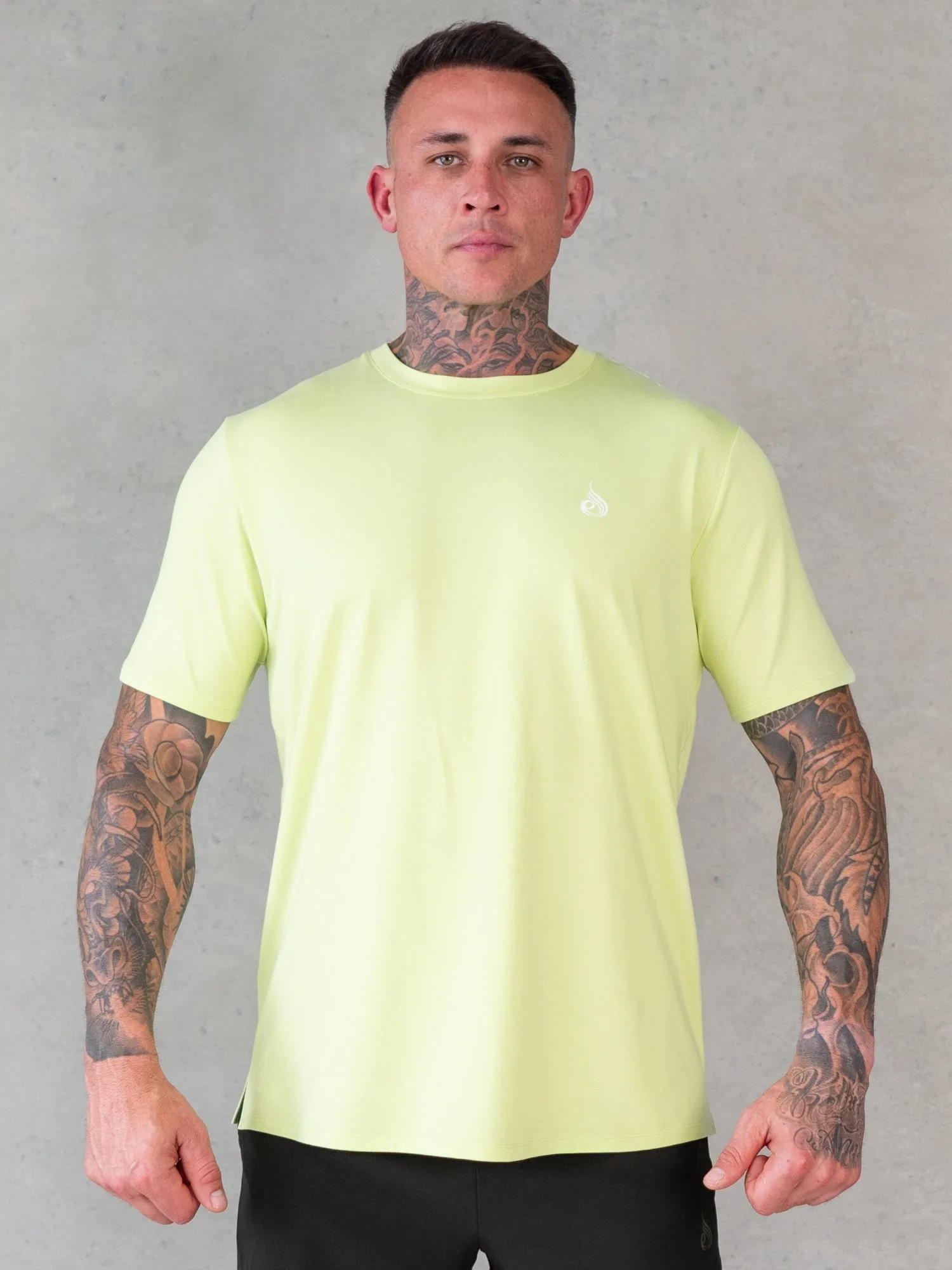 Multi Panel Structure Soft Tech T-Shirt - Lime Marl