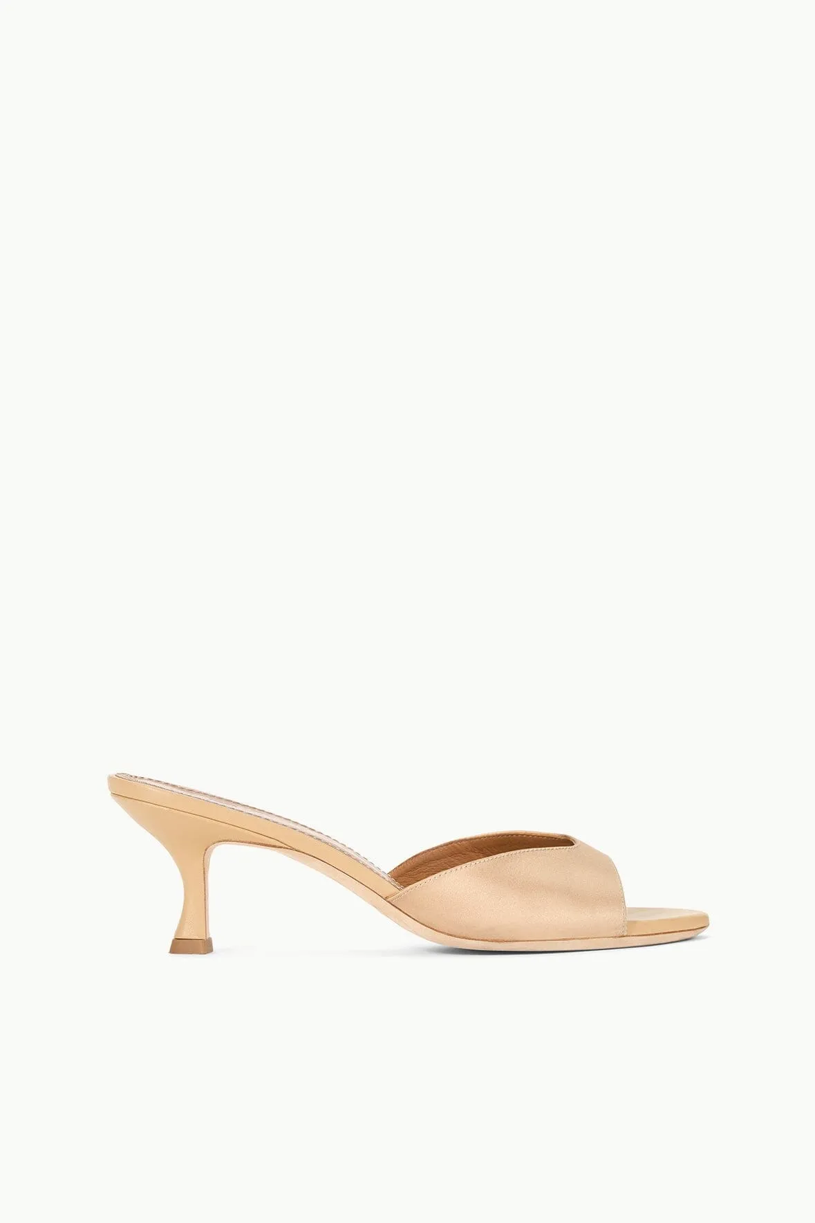 BRIGITTE MULE | CAMEL SATIN Bold Heel Boots